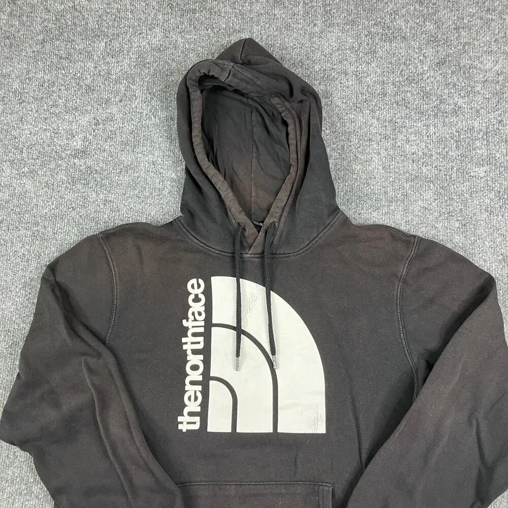 The North Face Hoodie Mens Size S Black Graphic Logo‎ Pullover Fleece Casual